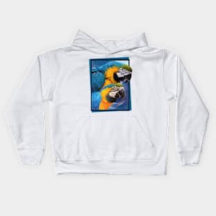 blue-yellow macaw Kids Hoodie